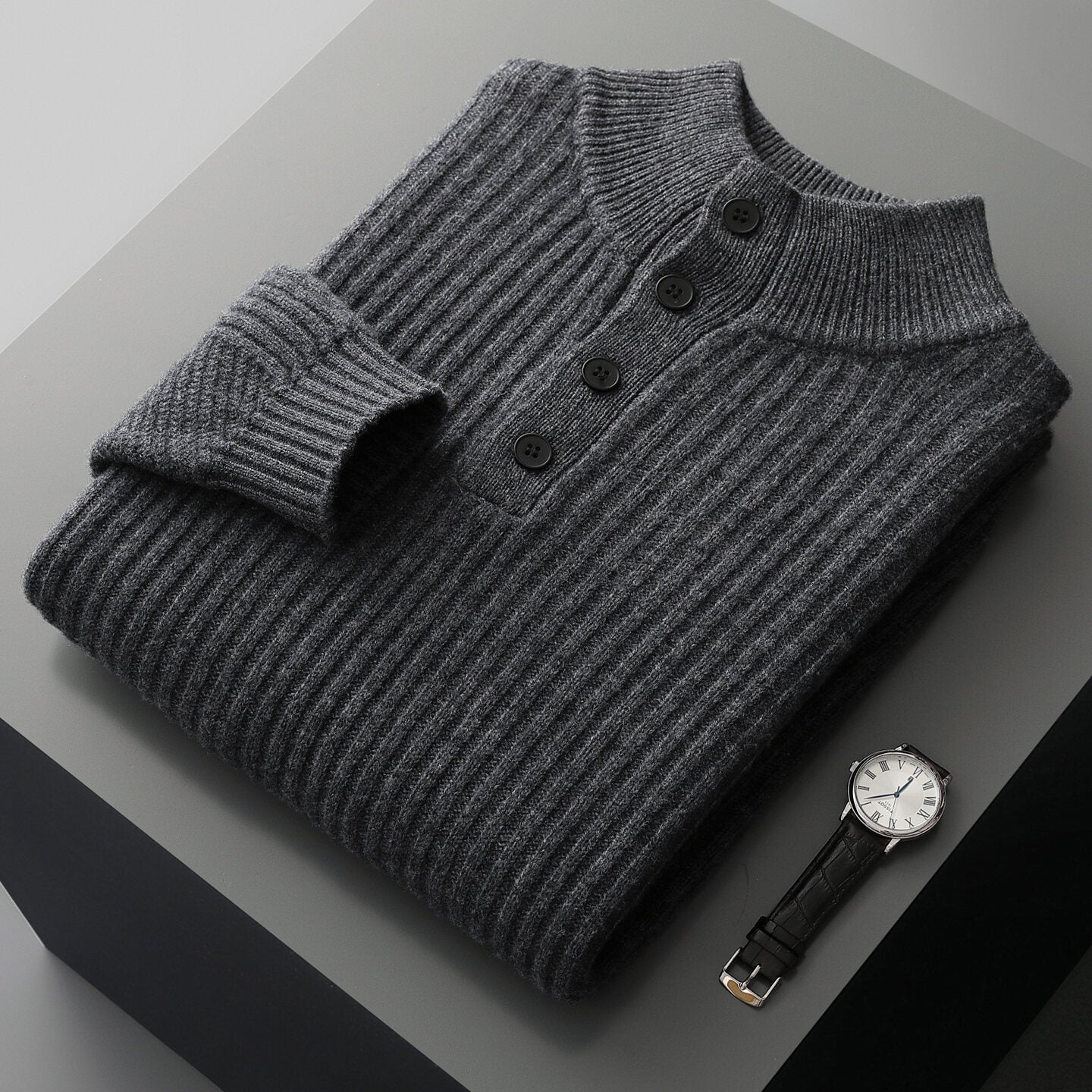 New Half Turtleneck Button Sweater For Men